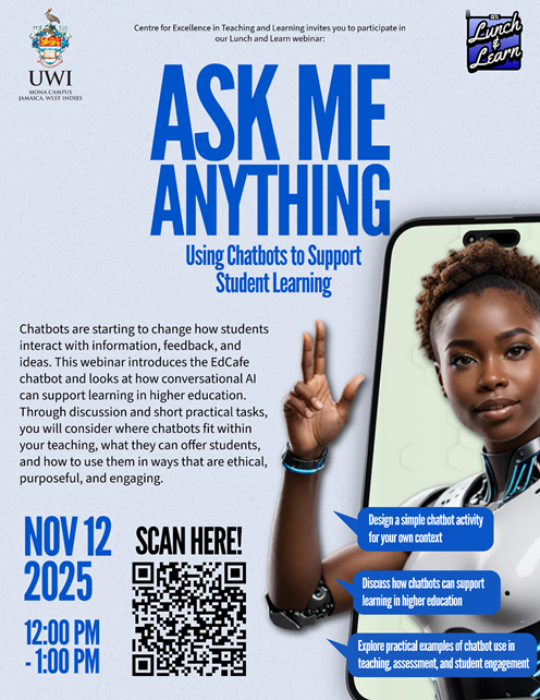 CETL's RESCHEDULED Lunch and Learn Seminar/Webinar: "Ask Me Anything: Using Chatbots to Support Student Learning "