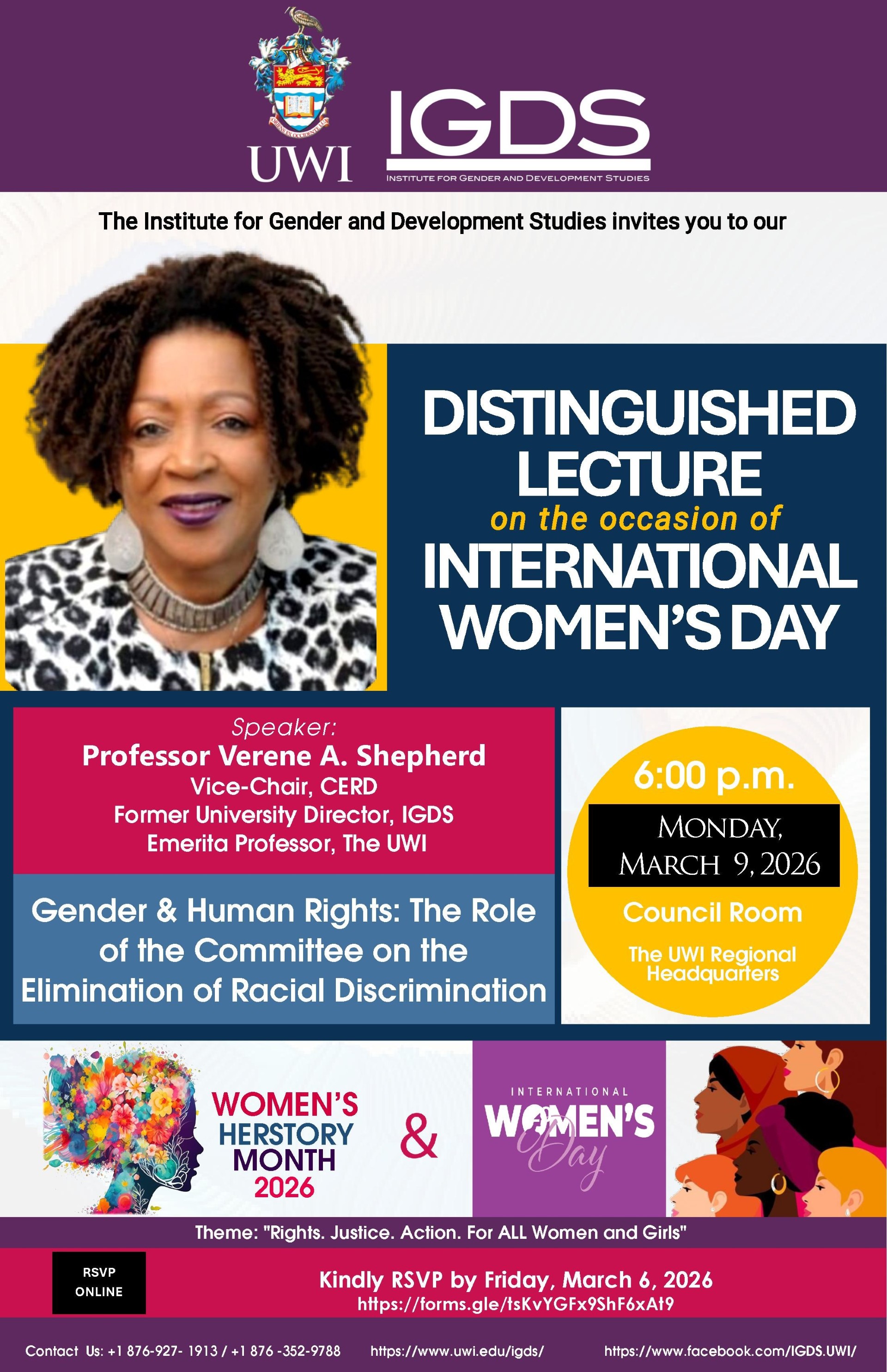 International Women's Day (IWD) Distinguished Lecture: Professor Verene Shepherd