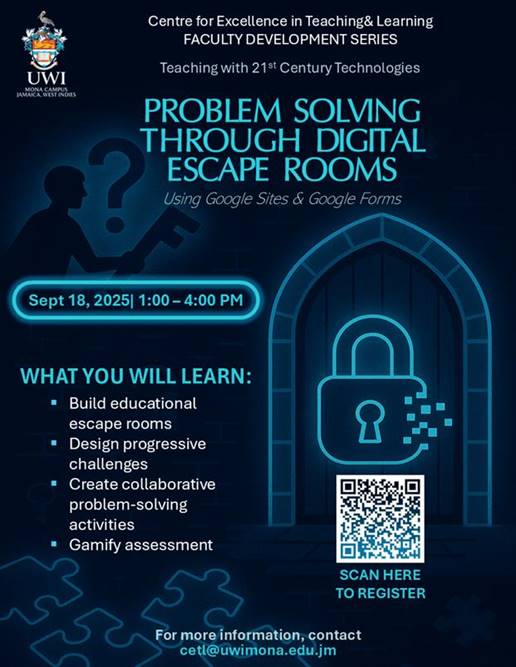New Schedule for Teaching with 21st Century Technologies: Workshop 4 - Problem-Solving through Digital Escape Rooms